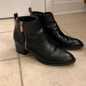 Black Leather Ankle Booties